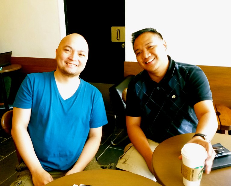 Peter Cauton and Rex Marzan at 1st Startup Saturday of 2013, Starbucks, Libis 